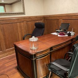 Large Wooden Desk With Storage 