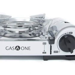 Gas One GS-800 Emergency Gear Camping Mini Butane Portable Gas Stove Stainless Steel, White  Color : stainless steel, white Material :  Metal Body, En
