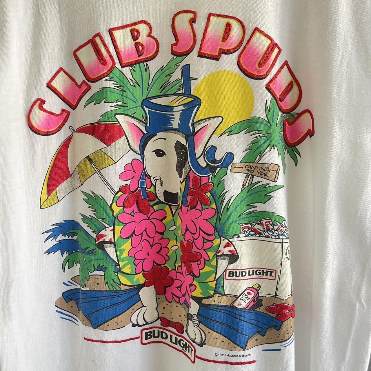 Vintage 80s Club Spuds Bud Light Tee. 1986 Spuds Mackenzie On