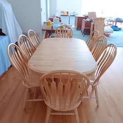 Dinning / Kitchen Table ! Classic Solid Pinewood  Rectangular  (Chestnut Pine ) With 8 Chair  $ 1950 Obo!