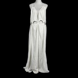 Anthropologie Backless Cutout Maxi Dress Ivory 3X Boho
