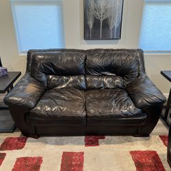 Brown Leather Sofa & Loveseat Set
