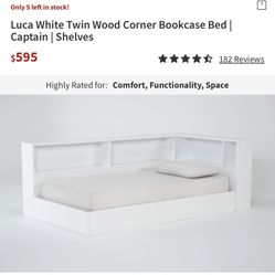 Luca Twin Corner Bookcase Captain Bed with Shelves