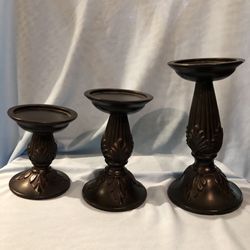 Hosley Set of 3 Resin Pillar Candle Holders 8 Inches 6 Inches and 4.5 Inches
