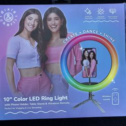 Dixie & Charli 10" Color LED Ring Light Cell Phone Holder Table Stand