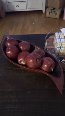 Decorative Bowl with Realistic Faux Apples – Great Condition!