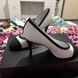 Chanel White N Black Heels 