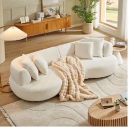 Beige Curved Sectional Sofa