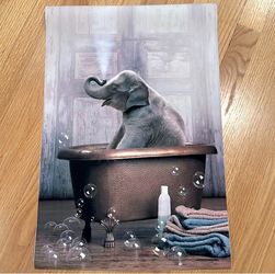 Elephant in the tub canvas print