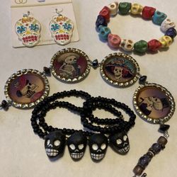 Sale! Day Of The Dead Jewelry Set, Skulls, Dia De Muertos, Halloween