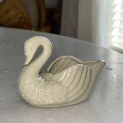 Ceramic Glazed Swan Trinket Misc Holder