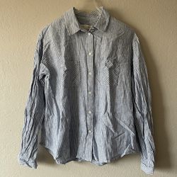 Treasure & Bond, Women’s Blue & White Striped Longsleeve Button Shirt, Size S