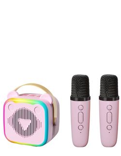 Pink Kids Karaoke Speaker Set with Two Microphones