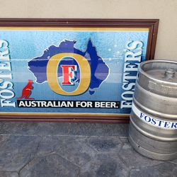 Foster's bar sin/ bar mirror & keg