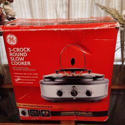 3-Crock Round Slow Cooker GE