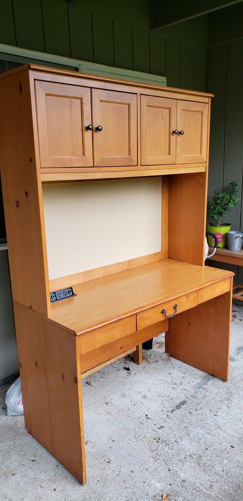 Wood Desk and Hutch