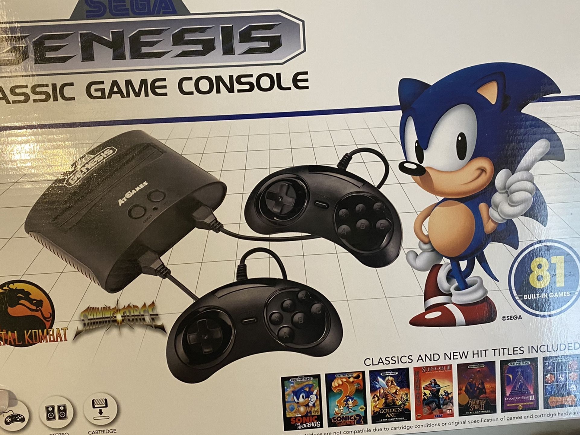 Sega Genesis Classic Game Console 81 Built-in Games Sonic Mortal Kombat