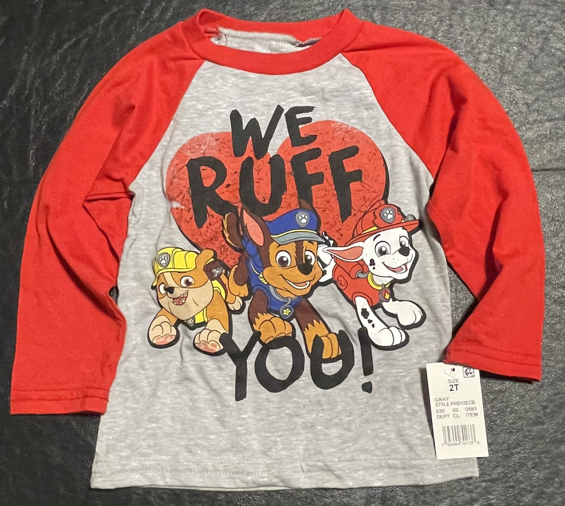 Paw Patrol 2T We Ruff You Long Sleeve Shirt New