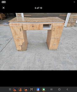 Nail table with granite top and two pedicure carts