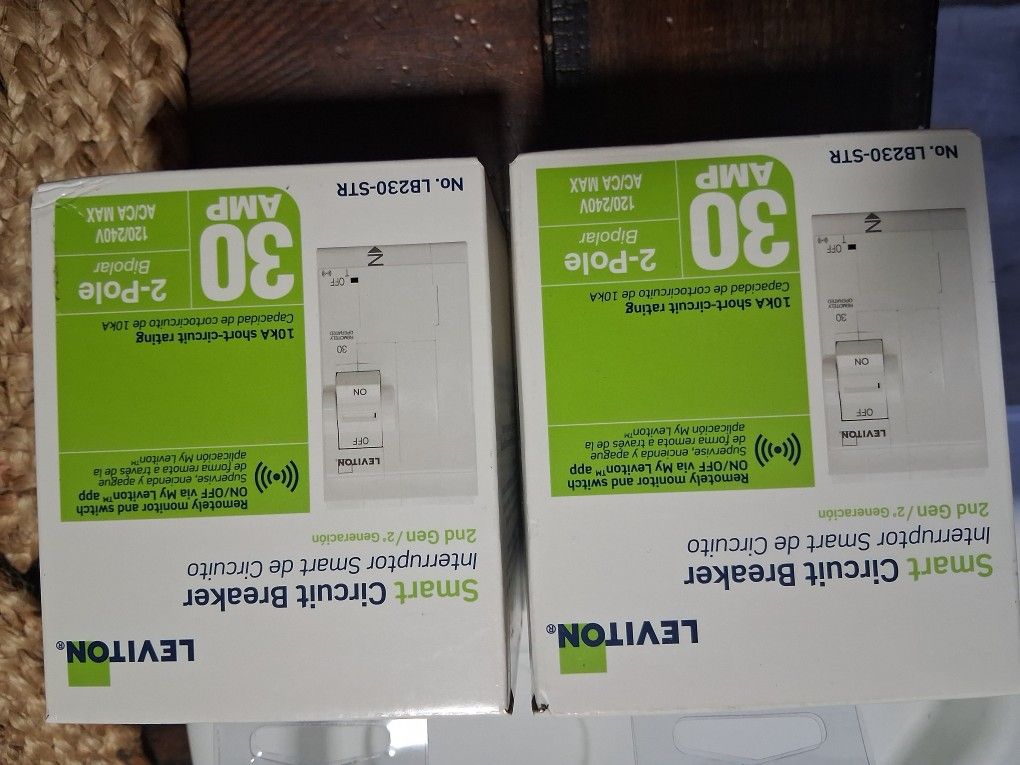 2 X New Leviton 30amp LB230-STR Smart Circuit Breakers