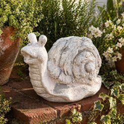 Garden Snail Statue Lightweight Stone Look Weathered Cottage Decor RESIN Large Sculpture Yard Art Collectible Retro 