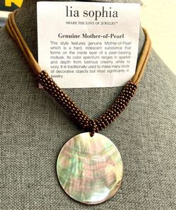 Lia Sophia Genuine Mother-of-Pearl Pendant Necklace