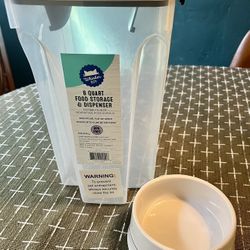 Cat Food /water Bowl And Large Cat Good Container 