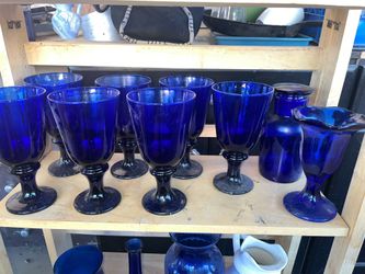 Antique Cobalt blue  and  Crystal glassware