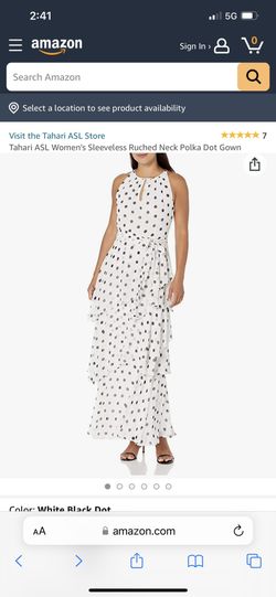 Tahari S. Arthur Levine Tiered Polka Dot Maxi Dress Size 12