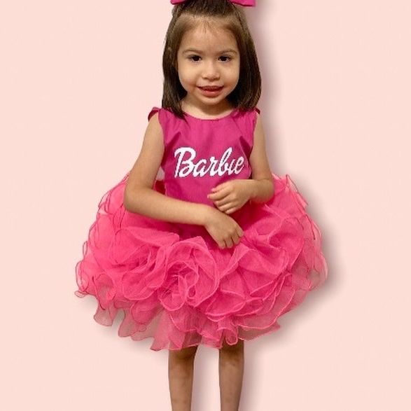 pink barbie tutu dress Girls BARBIE GIRL Hot Pink/party Themed/ Barbie Party Tutu Dress With Matching Satin Swagging