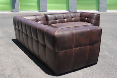 Tufted Leather L-Shape Sectional