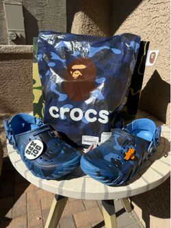 Size 12 - Bape X Crocs Echo RO Clog  Bape Powder Blue Camo With Receipt