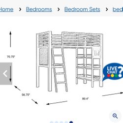Twin Loft bed With Desk And Bookshelf 