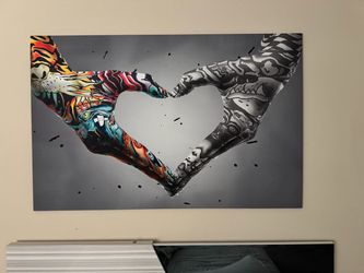 ❤️ Large Graffiti-Style Heart Hands Wall Art – 68” x 44”