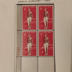Amelia Earhart-1963 and Plane. 8¢ Stamps (4/Stamps)).
