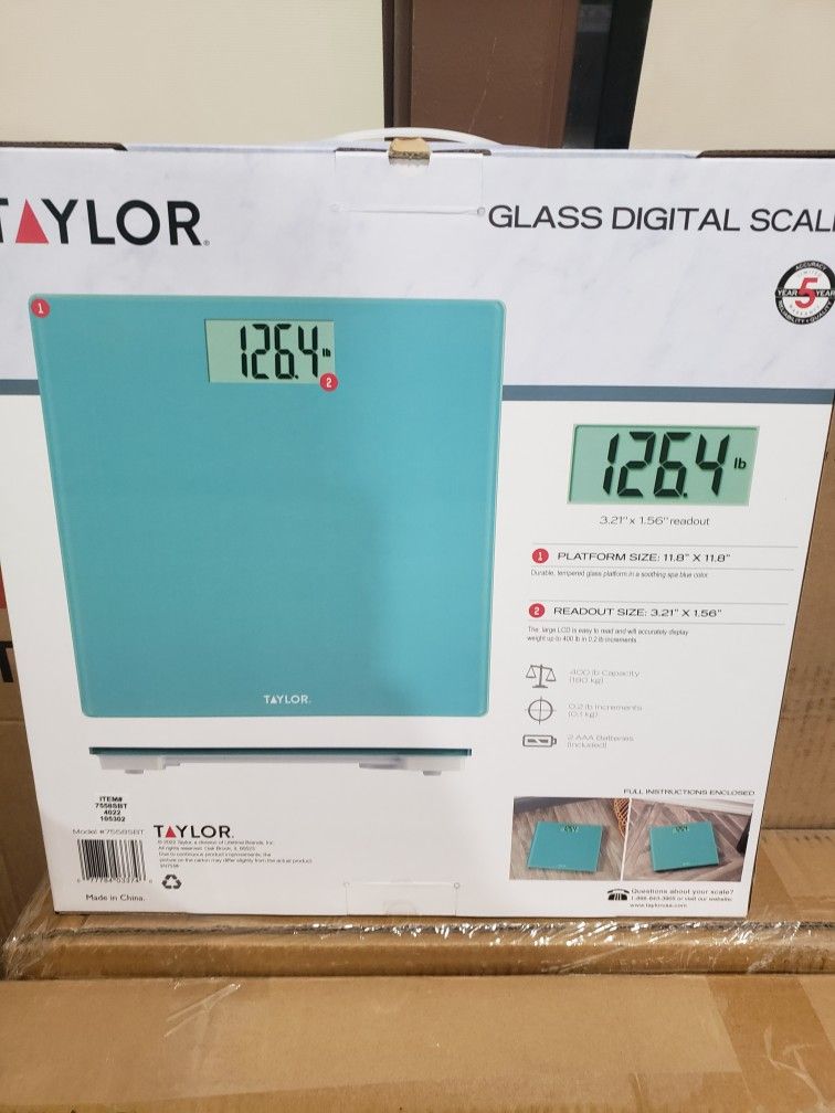 Taylor Digital Glass Bathroom Scale Spa Blue