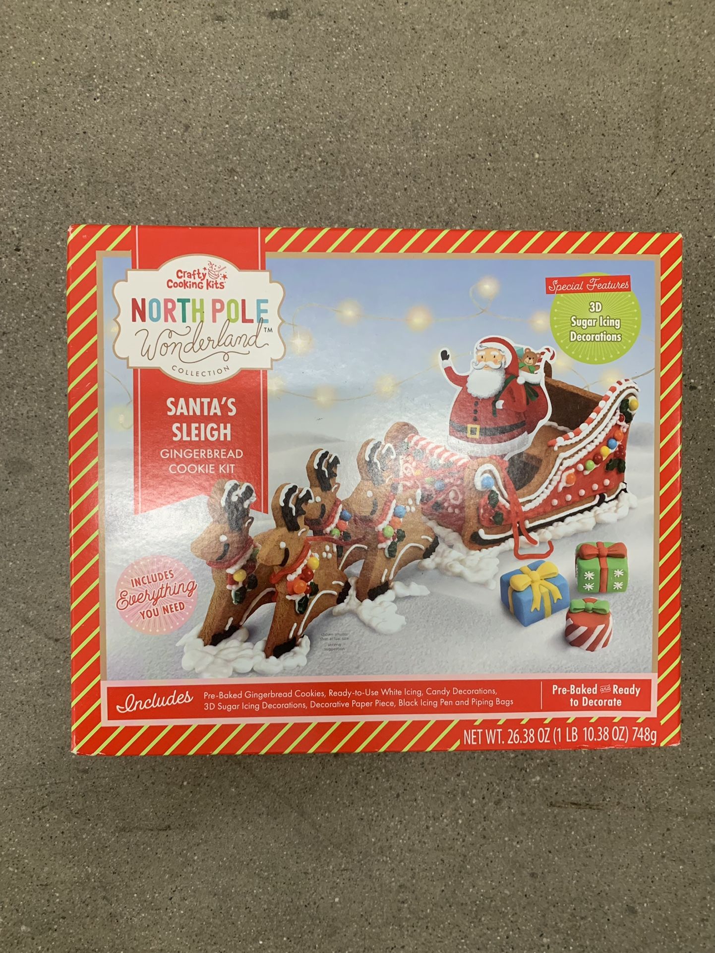 Sale!Crafty Cooking Kits,Gingerbread Santa's Sleigh Kit with Reindeer and Sugar Decorations, North Pole Wonderland