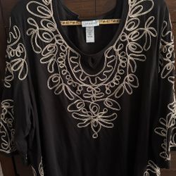 Catherine’s Black & Gold Blouse - 3X