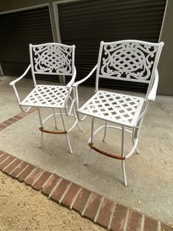 Bar Stools, White Steel Set of 2 $60.00