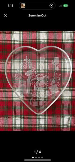 Vintage heart shaped glass platter