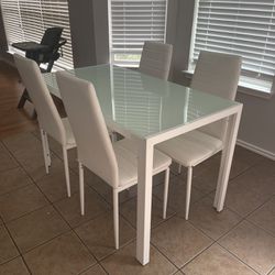 Glass Table + 4 Chairs Set 