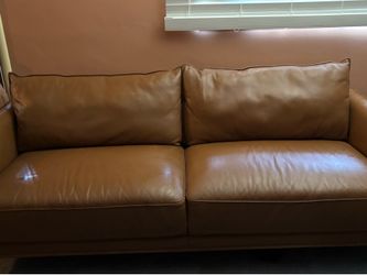 Modern Brown Leather Loveseat Set – Excellent Condition 🛋️