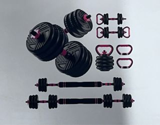 Trakmaxi Adjustable Dumbbell Set 4-in-1 Dumbbell, Kettlebell, Barbell 20lb New