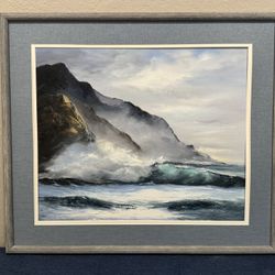 ELAYNE RUSTAN (d.2003) Listed Cal. Artist "Along Monterey Coast" Oil Painting