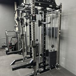 PRO SERIES Ultimate Half Rack Functional Trainer w/Smith Machine Bar | 400lb Stack | Gym Equipment | Fitness | Commercial | Squat Rack 
