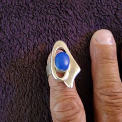 Sterling Silver 925 Mid Century Women's Lapis Ring 