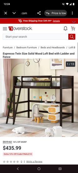 Twin loft bed with ladder