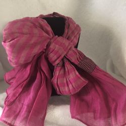 CJ Banks 20” Wide X 68” Long Pink Scarf W/ Ruching On Ends 2 Shades Of Pink / Brown 