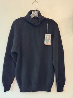 Oscar de la Renta Expressions Ribbed Turtleneck Sweater Black L Classiccore