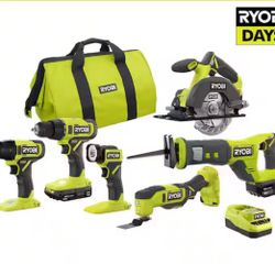 Ryobi 18V Cordless 6 Tools + Batteries 